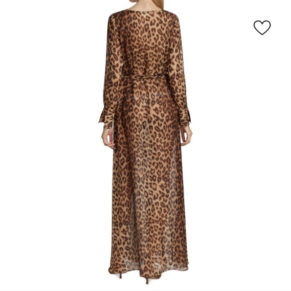 L'AGENCE Callum Leopard Print Sheer Silk Maxi Dress NWOT - Picture 3 of 11
